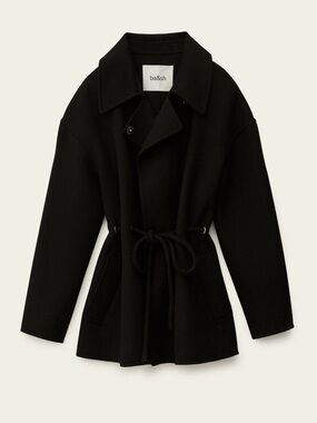 ba&sh KAM Loose-fitting coat Black Tie-Waist Trench Coat